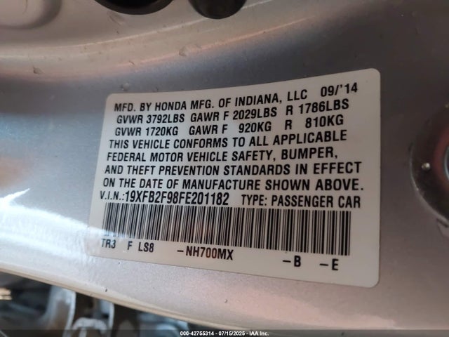 Honda Civic Ex-l 2015 19XFB2F98FE201182 Image 9