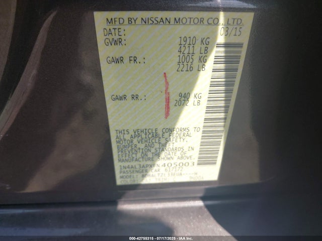 1N4AL3APXFN405003 Nissan Altima