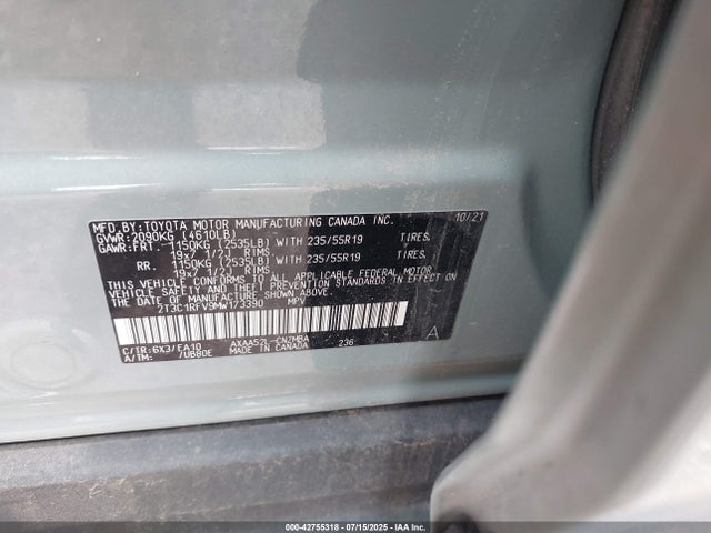 2T3C1RFV9MW173390 Toyota a25a-fks
