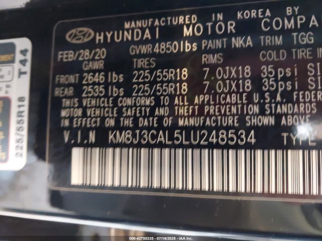2020 HYUNDAI TUCSON KM8J3CAL5LU248534 Photo 8