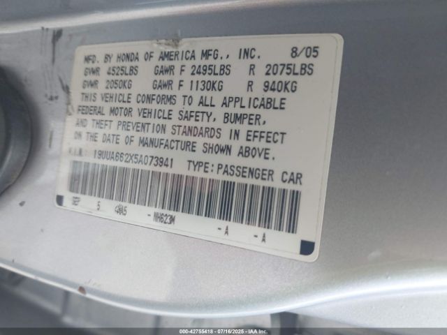 2005 ACURA TL 19UUA662X5A073941 Photo 8