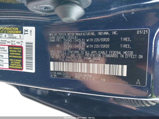 5TDLZRAH7MS053065 Toyota 2gr-fks