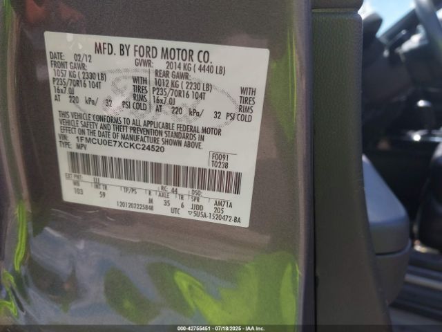 2012 FORD ESCAPE 1FMCU0E7XCKC24520 Photo 8
