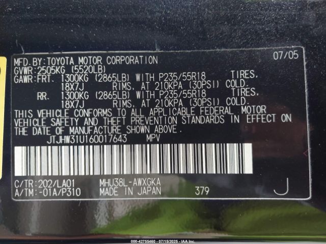 2006 LEXUS RX 400H JTJHW31U160017643 Photo 8