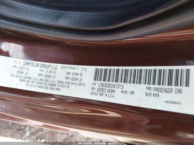 2012 CHRYSLER 200 1C3BCBEB5CN215715 Photo 8