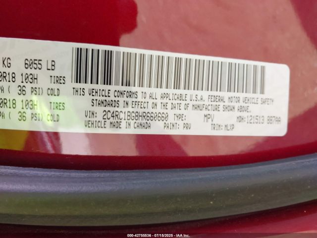 2017 CHRYSLER PACIFICA 2C4RC1BG8HR660660 Photo 8