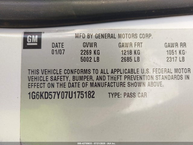 2007 CADILLAC DTS 1G6KD57Y07U175182 Photo 8