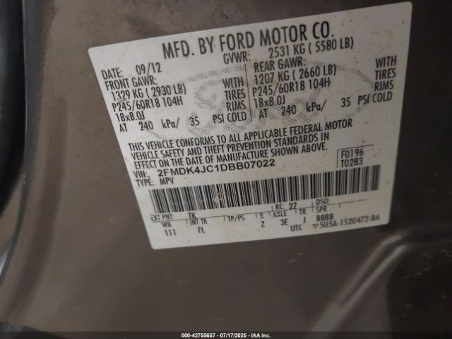 2013 FORD EDGE 2FMDK4JC1DBB07022 Photo 8