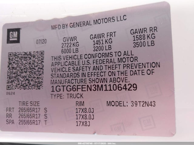 1GTG6FEN3M1106429 GMC lgz - di, vvt, alum, var2, gen 2