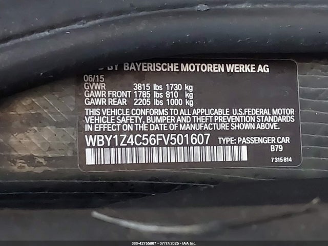 WBY1Z4C56FV501607 BMW 2015