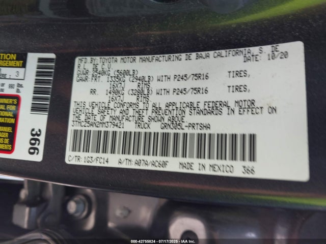 3TMCZ5AN2MM379421 Toyota 2gr-fks