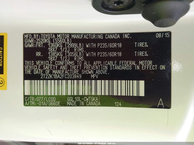 Lexus 2gr-fe 2015 2T2ZK1BA2FC203849 Image 9