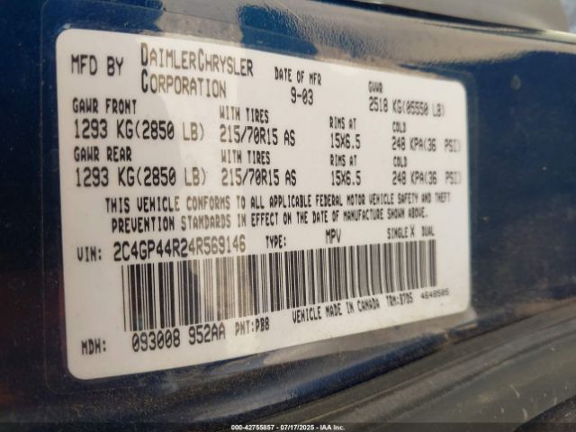 2004 CHRYSLER TOWN & COUNTRY 2C4GP44R24R569146 Photo 8