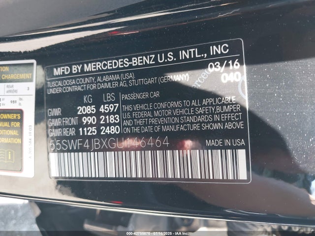 55SWF4JBXGU146464 Mercedes-Benz 2016