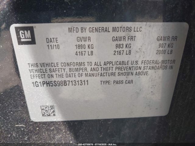 2011 CHEVROLET CRUZE 1G1PH5S98B7131311 Photo 8