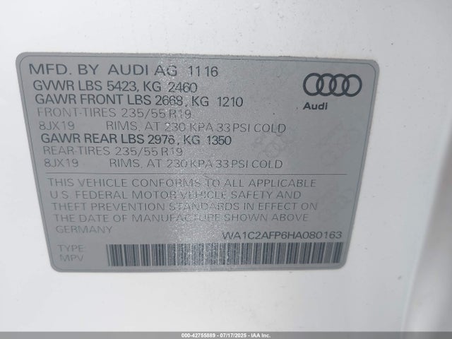 2017 AUDI Q5 WA1C2AFP6HA080163 Photo 8