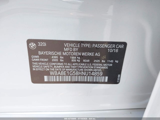 WBA8E1G58HNU14859 BMW 320i