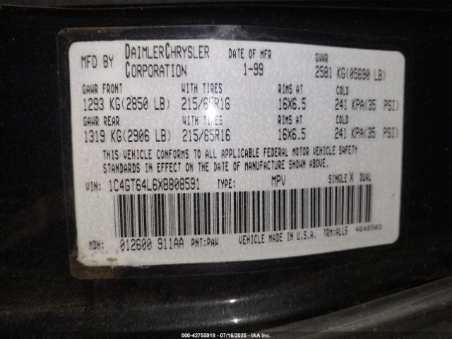 1999 CHRYSLER TOWN & COUNTRY 1C4GT64L6XB808591 Photo 8