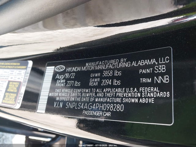 5NPLS4AG4PH098280 Hyundai mpi nu pe
