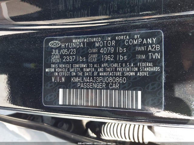 KMHLN4AJ3PU080860 Hyundai gdi kappa