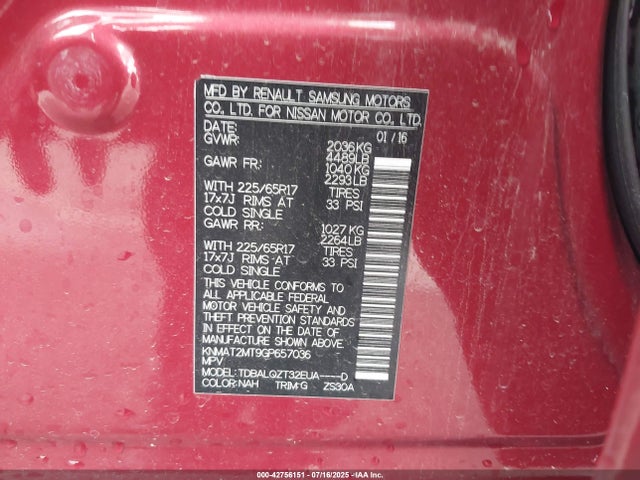 Nissan 2016 2016 KNMAT2MT9GP657036 Image 9
