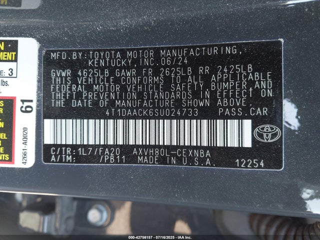 Toyota a25a-fxs 2025 4T1DAACK6SU024733 Image 9