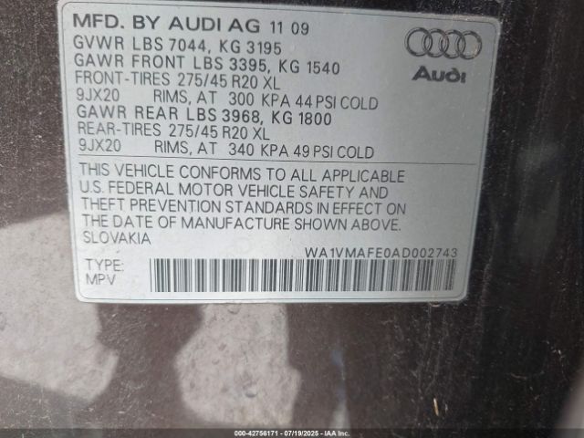 2010 AUDI Q7 WA1VMAFE0AD002743 Photo 8