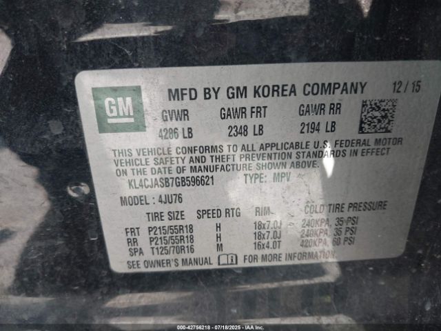 2016 BUICK ENCORE KL4CJASB7GB596621 Photo 8