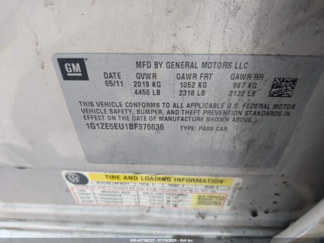 2011 CHEVROLET MALIBU 1G1ZE5EU1BF376636 Photo 8