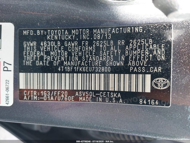 Toyota 2ar-fe 2014 4T1BF1FK6EU732800 Image 9