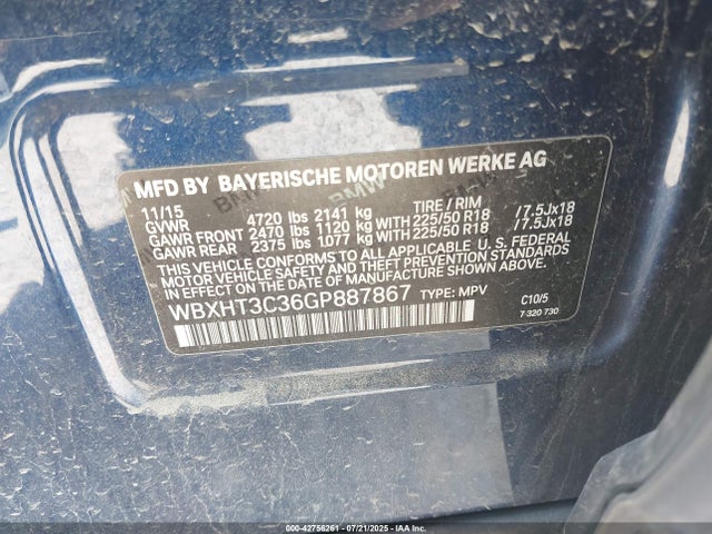 BMW X1 2016 WBXHT3C36GP887867 Image 9