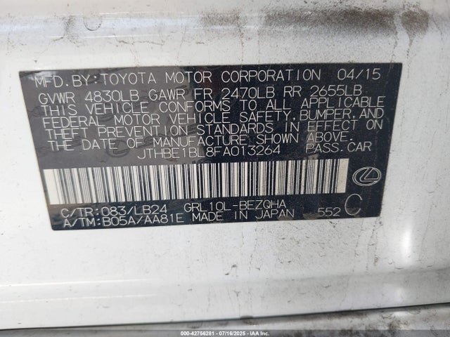 JTHBE1BL8FA013264 Lexus 2gr-fse