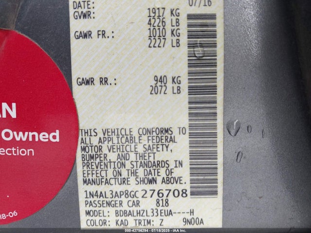 1N4AL3AP8GC276708 Nissan Altima
