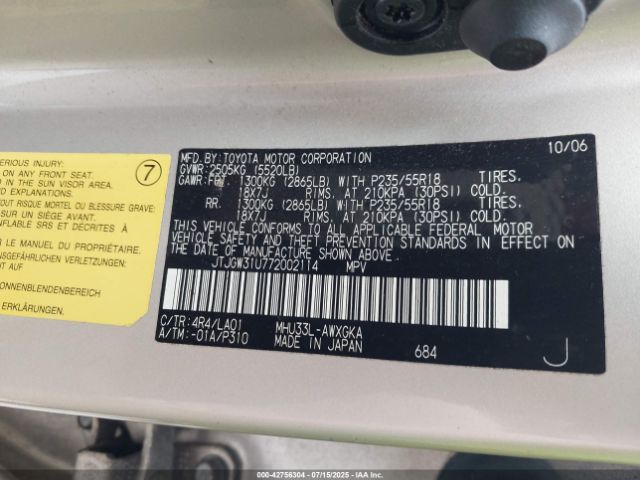 2007 LEXUS RX 400H JTJGW31U772002114 Photo 8