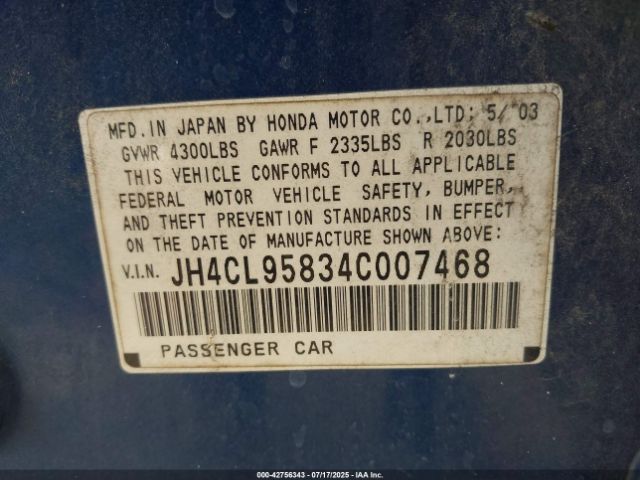 2004 ACURA TSX JH4CL95834C007468 Photo 8