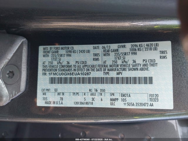 1FMCU0GX6EUA10287 Ford 2014