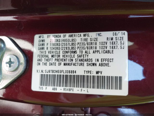 2015 ACURA RDX 5J8TB3H55FL006894 Photo 8