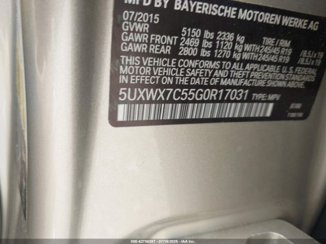 2016 BMW X3 5UXWX7C55G0R17031 Photo 8