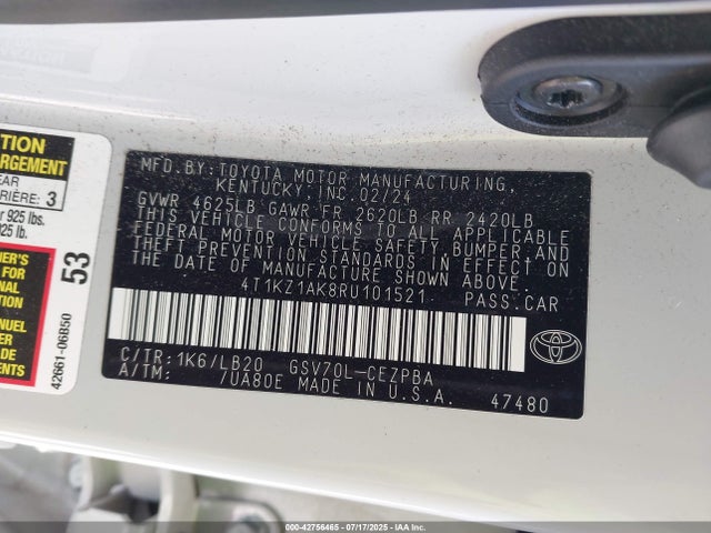 4T1KZ1AK8RU101521 Toyota 2gr-fks
