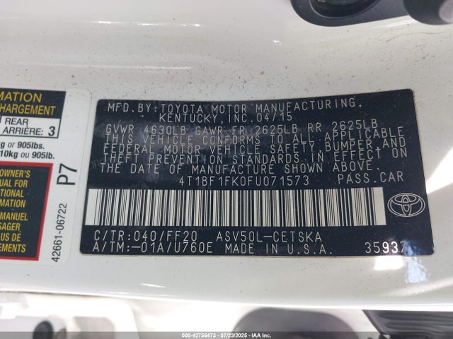 4T1BF1FK0FU071573 Toyota 2ar-fe