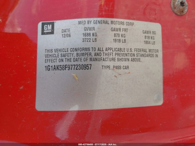 2007 CHEVROLET COBALT 1G1AK58F977230957 Photo 8