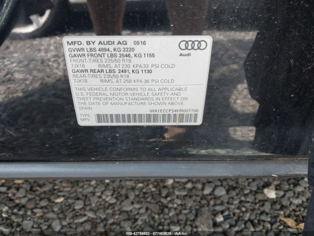 2017 AUDI Q3 WA1ECCFS4HR007736 Photo 8