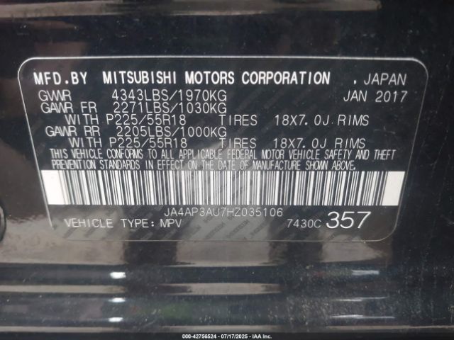 2017 MITSUBISHI OUTLANDER SPORT JA4AP3AU7HZ035106 Photo 8