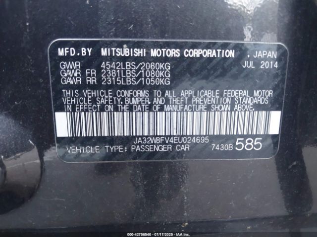 2014 MITSUBISHI LANCER EVOLUTION JA32W8FV4EU024695 Photo 8