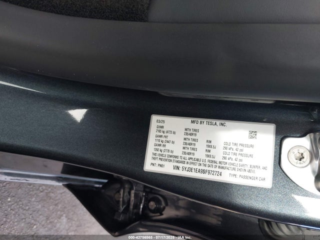 Tesla 2025 2025 5YJ3E1EA9SF972724 Image 9