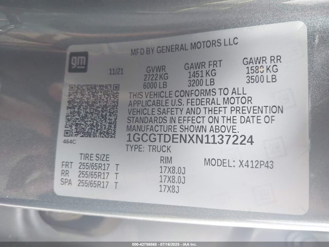 1GCGTDENXN1137224 Chevrolet lgz