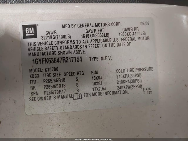 2007 CADILLAC ESCALADE 1GYFK63847R217754 Photo 8