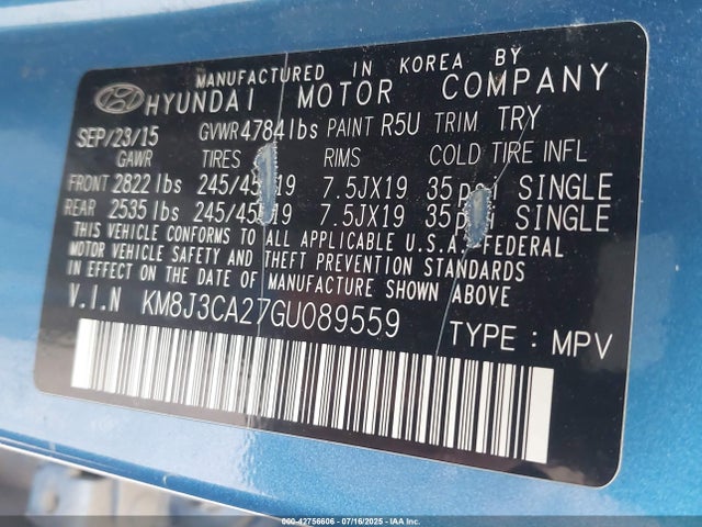 Hyundai Tucson 2016 KM8J3CA27GU089559 Image 9