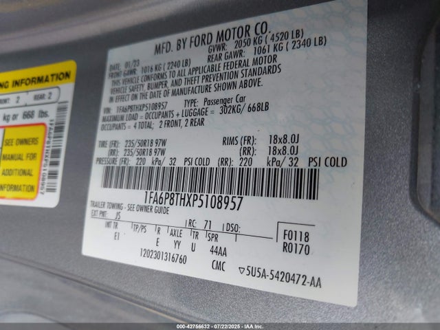 Ford Mustang Ecoboost Premium Fastback 2023 1FA6P8THXP5108957 Image 9
