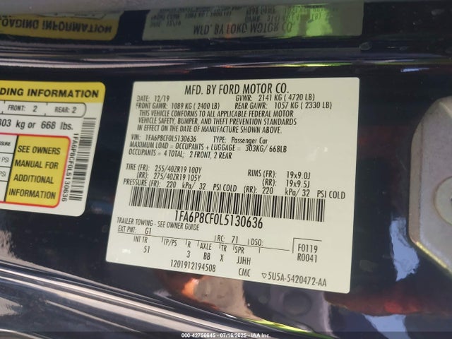 Ford tivct 2020 1FA6P8CF0L5130636 Image 9